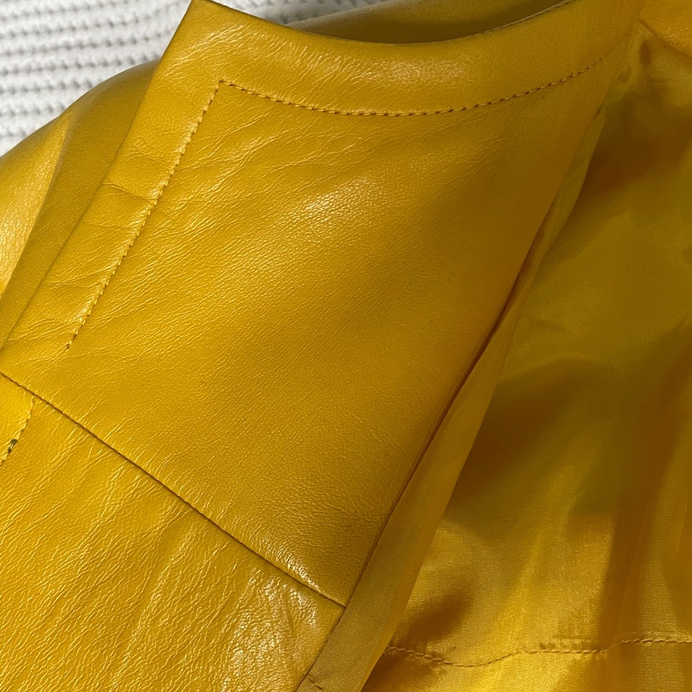Genuine Vintage Givenchy Leather Jacket Yellow Sz Med Great Condition! Soft. - Picture 9 of 15